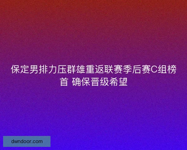 保定男排力压群雄重返联赛季后赛C组榜首 确保晋级希望 保定男排力压群雄重返联赛季后赛C组榜首 确保晋级希望